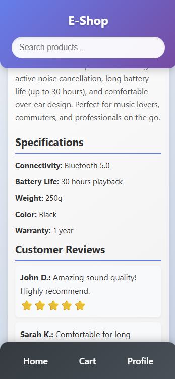 Mobile E-Commerce App